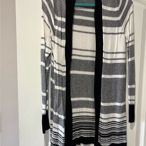 Apt. 9 Black and White Striped Cardigan